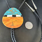 Men's Santo Domingo Bolo Tie | Turquoise Spiny Oyster | Sterling Silver Tips | Native American Handmade | 14632