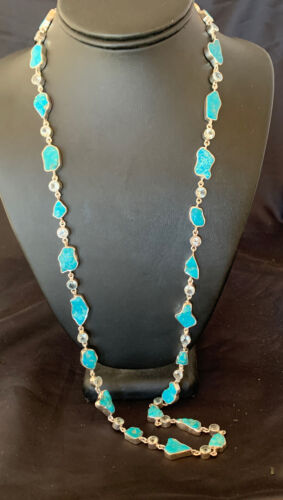 Navajo Blue Kingman Turquoise Topaz Pendant Necklace | Sterling Silver | 30" | 11782
