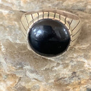 Native American Old Pawn Navajo Black Onyx Ring | Sterling Silver | Sz 12 | 11956