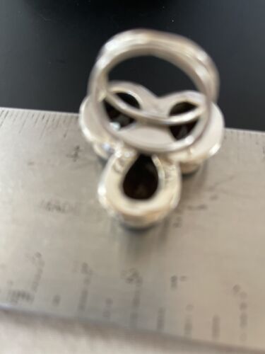 Navajo Smokey Quartz Cluster Ring | Authentic Native American Sterling Silver | Multi-Stone | Sz 8 | 11451 - Masha USA