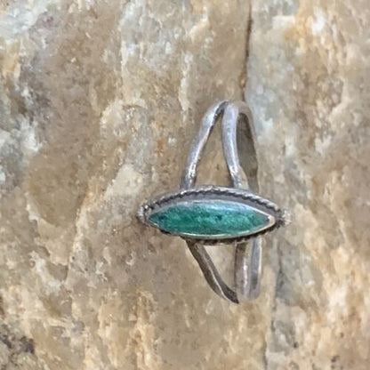 Navajo Green Malachite Ring | Sterling Silver | Sz 5.5 | Authentic Native American Handmade | 10873
