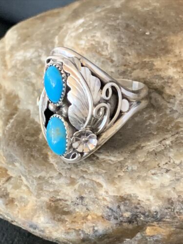 Navajo Kingman Turquoise Multi-Stone Ring | Authentic Native American Sterling Silver | Sz 10.5 | 14172