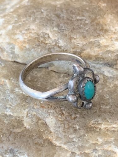 Navajo Green Turquoise Ring | Sterling Silver | Sz 5.5 | Authentic Native American Handmade | 10786