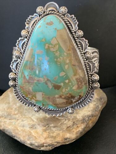 Native American Men's Royston Turquoise Cuff Bracelet | Navajo Sterling Silver | 1415