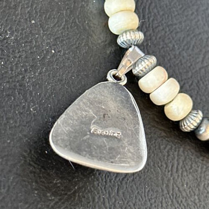Navajo Wild Horse Turquoise Necklace Pendant | Sterling Silver | Authentic Native American Handmade | 14611