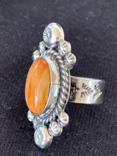 Southwestern Women's Sterling Silver Orange Spiny Oyster Ring | Sz 6 | 00457