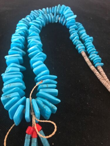 Navajo Turquoise Jacla Necklace | Sterling Silver | Santo Domingo | Authentic Native American Handmade | 3166