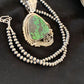 Navajo Green Spiderweb Turquoise Pendant Necklace | Sterling Silver | Authentic Native American Handmade | 2983