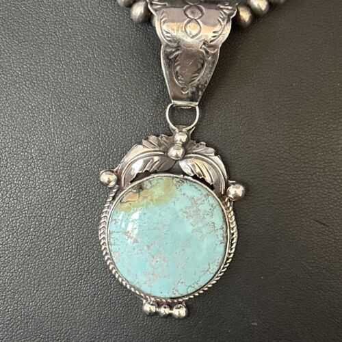 Navajo Blue Golden Hills Pendant Necklace | Sterling Silver | Authentic Native American Handmade | 14599