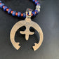 Navajo Blue Lapis Spiny Oyster Pendant Necklace | Authentic Native American Sterling Silver | Naja | 13707