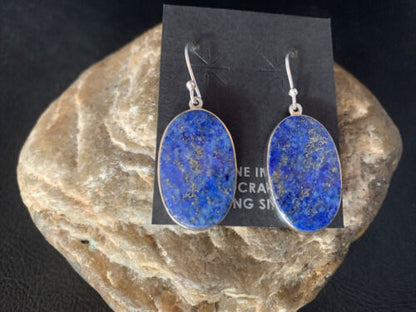 Native American Blue Lapis Lazuli Dangle Drop Earrings | Sterling Silver | 1" | 14090 - Masha USA