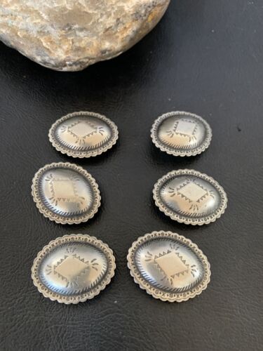 Southwestern Sterling Silver Button Covers | Navajo | 1.25" | Set of 6 | Authentic Native American Handmade | 12350