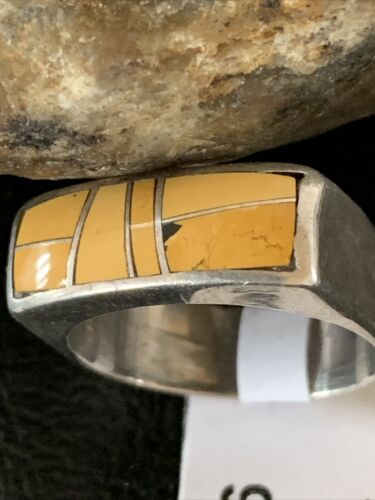 Navajo Yellow Turquoise Ring | Sterling Silver | Sz 8 | Authentic Native American Handmade | 1736