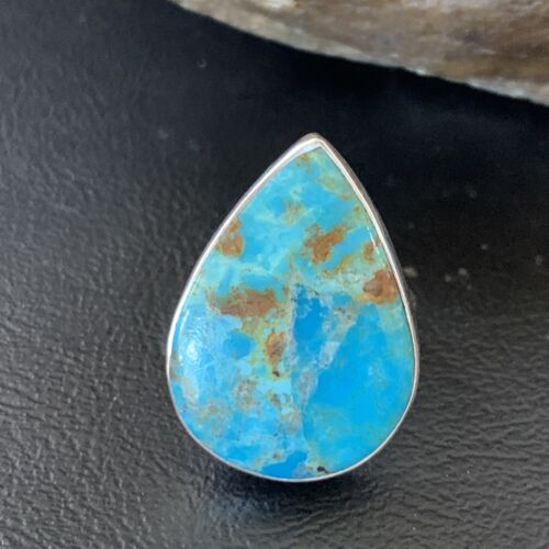 Navajo Blue Kingman Turquoise Ring | Sterling Silver | Sz 8 | Authentic Native American Handmade | 12787