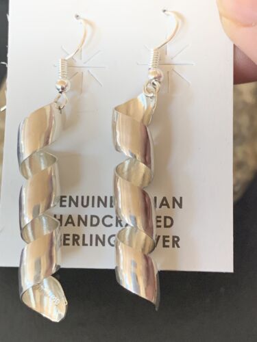 Navajo Stamped Sterling Silver Swirl Earrings Set | Authentic Native American Handmade | 11625