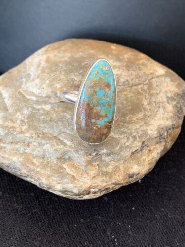 Native American Women's Navajo Arizona Turquoise Ring | Sterling Silver | Sz 10 | 00726