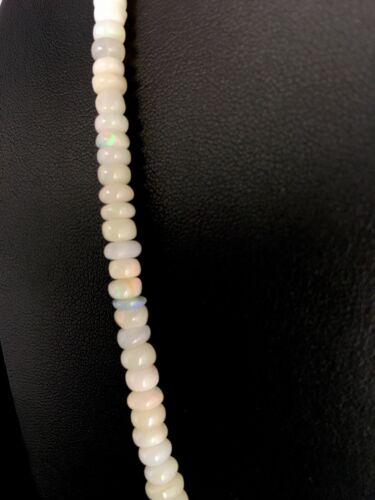 Native American Opal Ethiopian Bead Necklace | Sterling Silver | Authentic Handmade | 18" | 8746