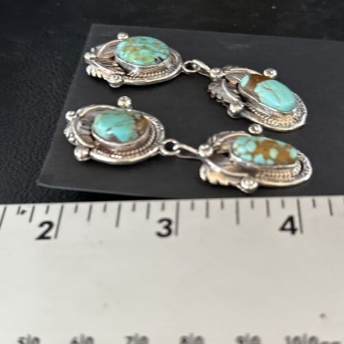 Navajo Blue #8 Turquoise Dangle Earrings | Sterling Silver | Authentic Native American Handmade | 14339 - Masha USA
