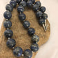 Authentic Native American Handmade | Navajo Sterling Silver Denim Lapis Bead Necklace | 20" | 16mm