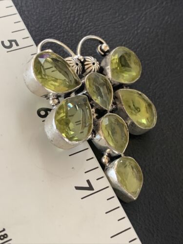 Navajo Dragonfly Pendant | Faceted Green Peridot Cluster | Authentic Native American Sterling Silver | Multi-Stone | 2.25" | 12742