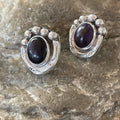 Native American Navajo Sugilite Earrings | Sterling Silver Post Stud | 0.5" | 2071
