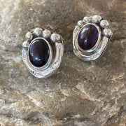 Native American Navajo Sugilite Earrings | Sterling Silver Post Stud | 0.5" | 2071