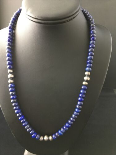 Native American Men's Lapis Lazuli Strand Necklace | Sterling Silver | 20" | 1735