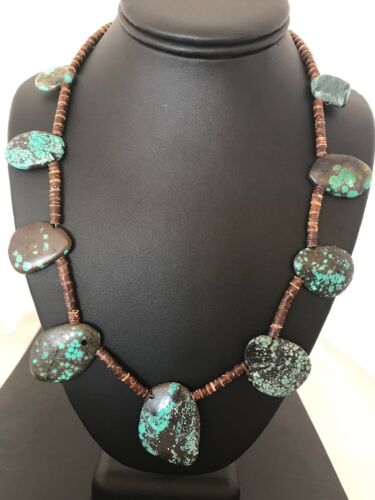 Navajo Sterling Silver Spiderweb Turquoise Bone Teardrop Pendant Necklace | Authentic Native American Handmade | 3968