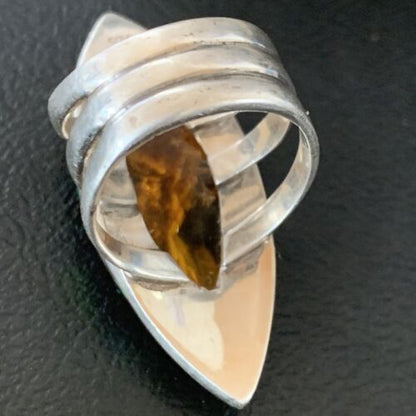 Navajo Sterling Silver Opal Inlay Ring | Sz 8 | Native American Handmade | Pomellato | 12854