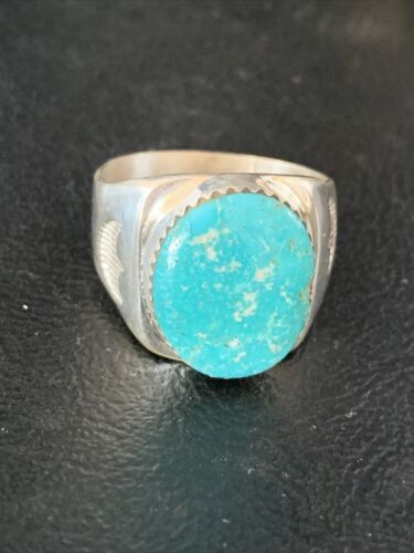 Navajo Blue Kingman Turquoise Ring | Sterling Silver | Sz 11 | Authentic Native American Handmade | 14143
