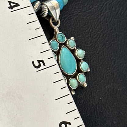 Blue Turquoise Sugilite Multi-Stone Necklace Pendant | Navajo Sterling Silver | 14640
