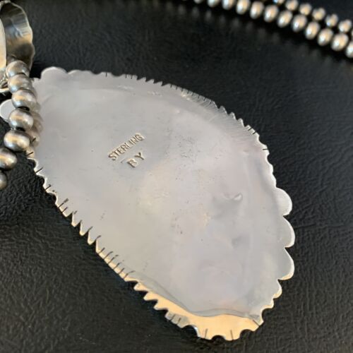 Blue Royston Turquoise Pendant Necklace | Sterling Silver | 3.5" | Authentic Native American Handmade | 13939