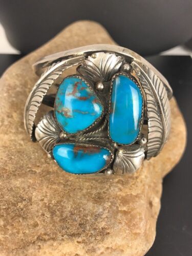 Navajo Old Pawn Bisbee Turquoise Cuff Bracelet | Sterling Silver | Native American | 8281