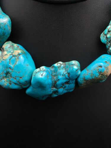 Native American Blue Turquoise Nugget Bead Strand | Free Form | 3152