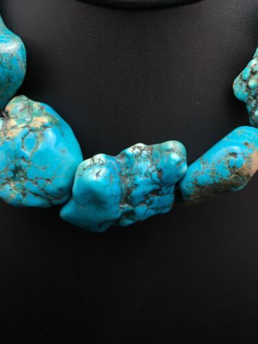 Native American Blue Turquoise Nugget Bead Strand | Free Form | 3152 - Masha USA