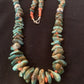 Navajo Green Turquoise & Spiny Oyster  Necklace | Sterling Silver | 26" Graduated | Authentic Native American | 609