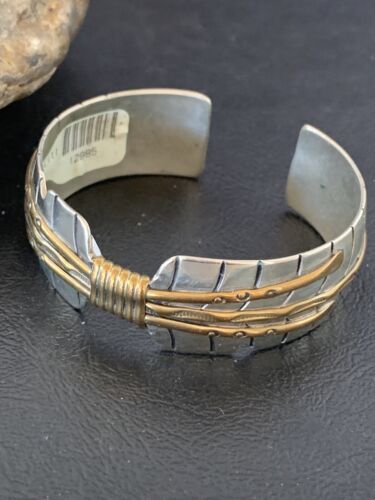 Navajo Sterling Silver Gold Filled Cuff Bracelet | Authentic Native American Handmade | 1577