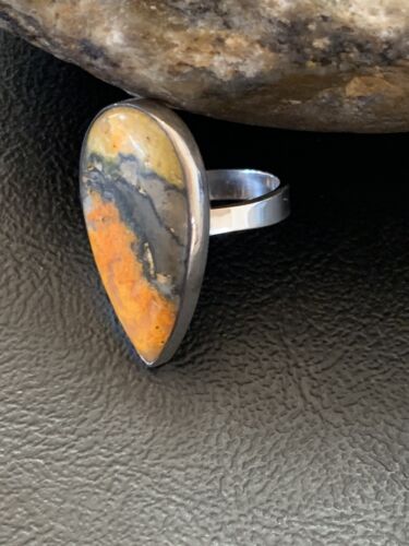 Southwestern Navajo Yellow Bumble Bee Jasper Ring | Sterling Silver | Sz 7 | 11553