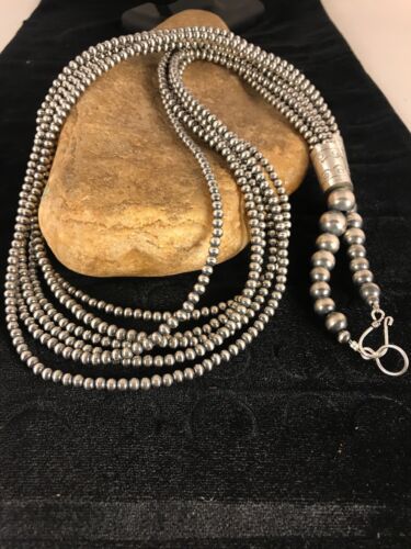 Specialty Navajo Pearls Necklace 6 Strand Sterling Silver 30”
