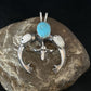 Navajo Blue Kingman Turquoise White Buffalo Naja Pendant | Sterling Silver | Authentic Native American Handmade | 14669