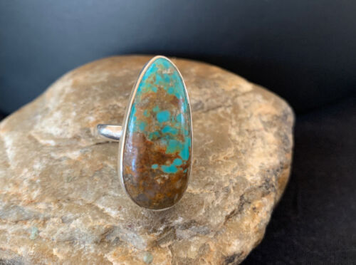 Native American Women's Navajo Arizona Turquoise Ring | Sterling Silver | Sz 10 | 00726