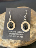 Native American Navajo Black Onyx Dangle Earrings | Sterling Silver | 0.5" | 12646