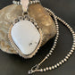 Men's Navajo White Buffalo Turquoise Pendant Necklace | Sterling Silver | Authentic Native American Handmade | 11846
