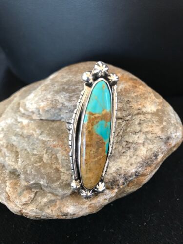 Navajo Blue Turquoise Ring | Sterling Silver | Sz 6.5 | Authentic Native American Handmade | Yazzie | 3530