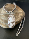 Men's Navajo Wild Horse Turquoise Necklace Pendant | Sterling Silver | Authentic Native American Handmade | 12817
