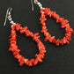 Native American Sterling Silver Navajo Red Coral Earrings | 2" | 1086