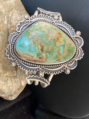 Navajo Royston Turquoise Cuff Bracelet | Sterling Silver | Authentic Native American Handmade | 1164