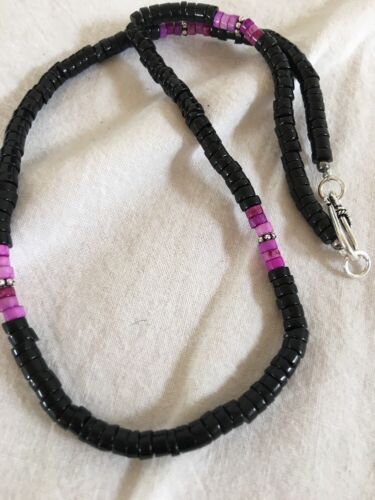 Sterling Silver Purple Onyx Men's Necklace | Southwestern Navajo Design | 17" | S430