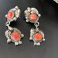 Native American Handmade Navajo Red Spiny Oyster Dangle Earrings | Sterling Silver | 2064