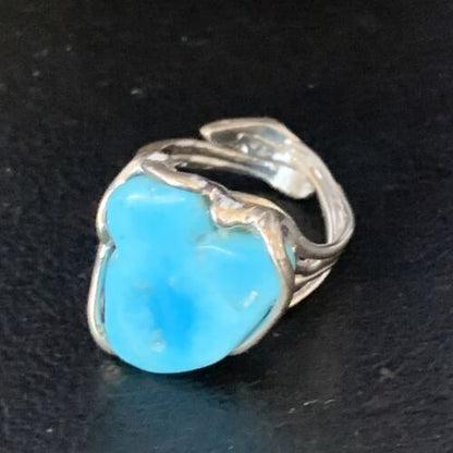 Navajo Blue Kingman Turquoise Ring | Sterling Silver | Sz 8 | Authentic Native American Handmade | 13541